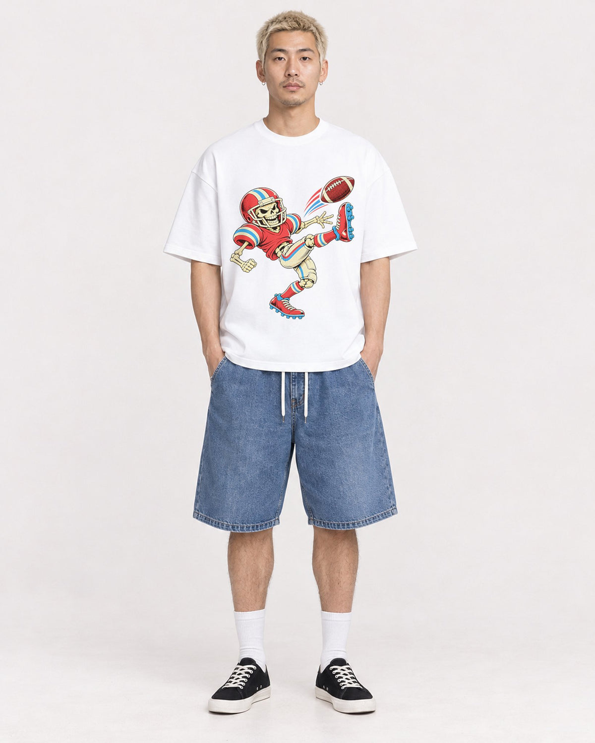 Mockup Boxy Heavyweight Tee White male full-body 33