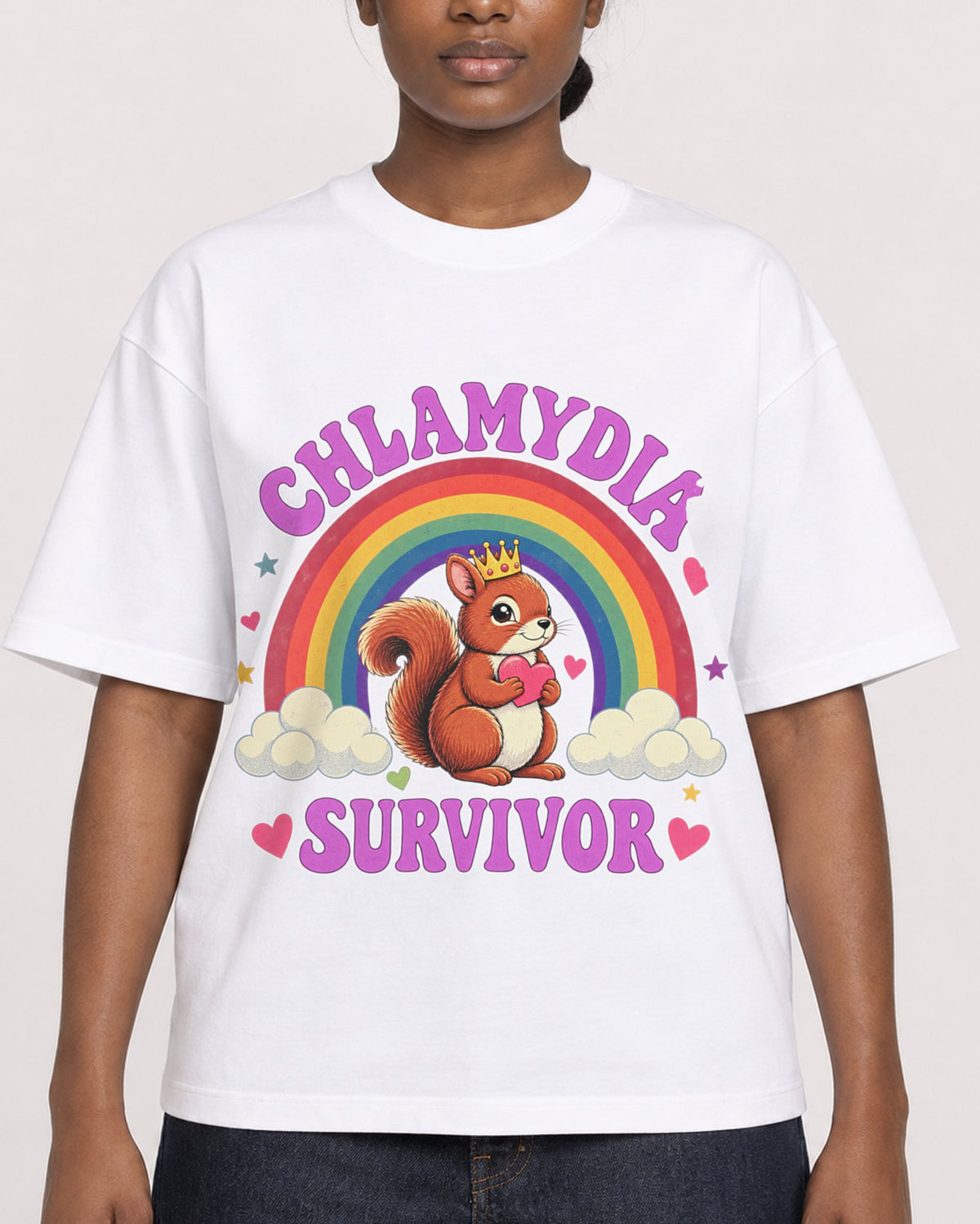Mockup Boxy Heavyweight Tee White female close-up 34