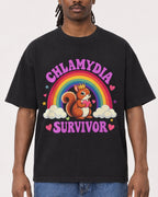 Mockup Boxy Heavyweight Tee Black male close-up 34