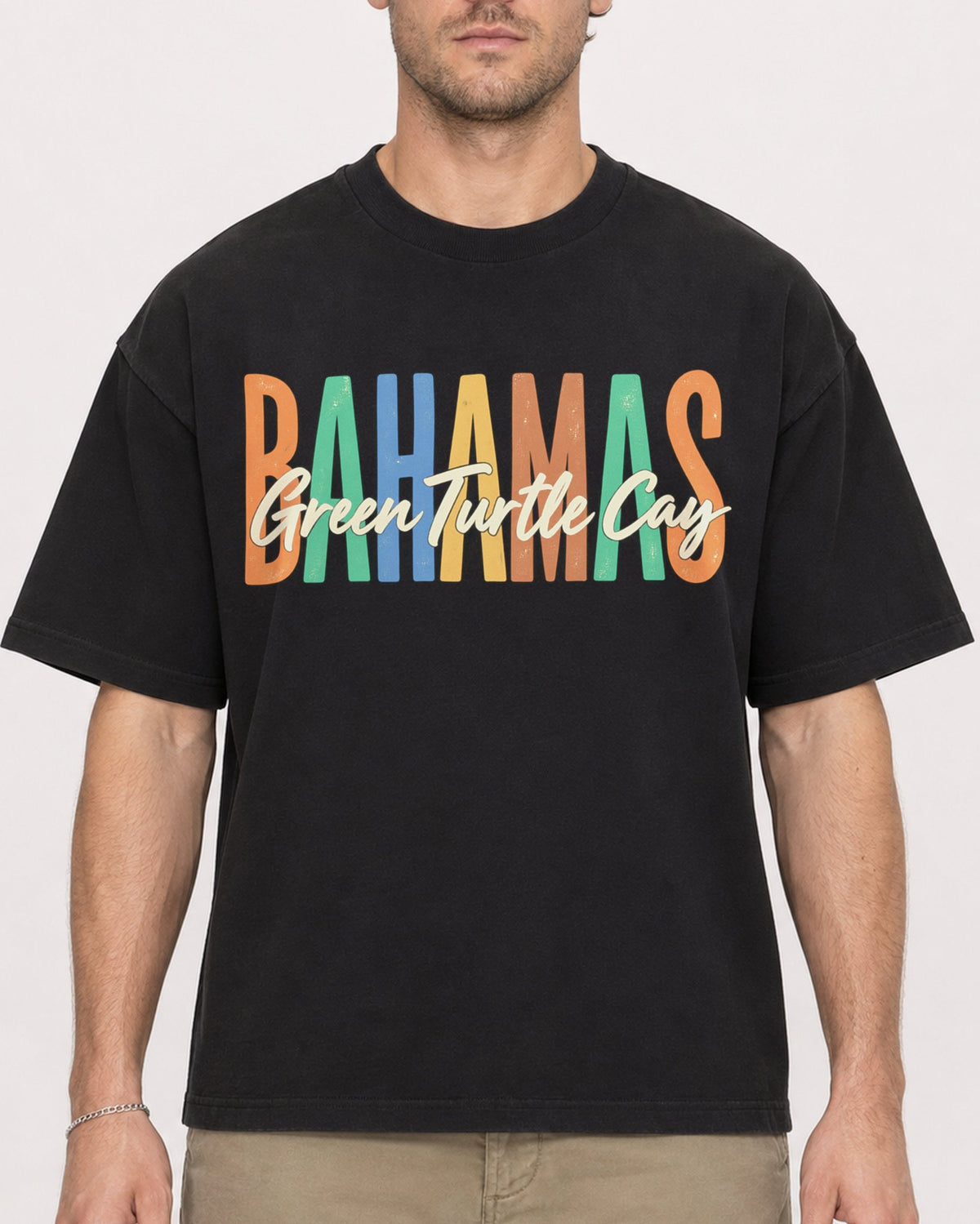 Mockup Boxy Heavyweight Tee Black male close-up 08