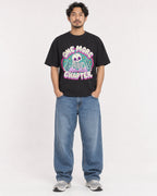 Mockup Boxy Heavyweight Tee Black male full-body 02