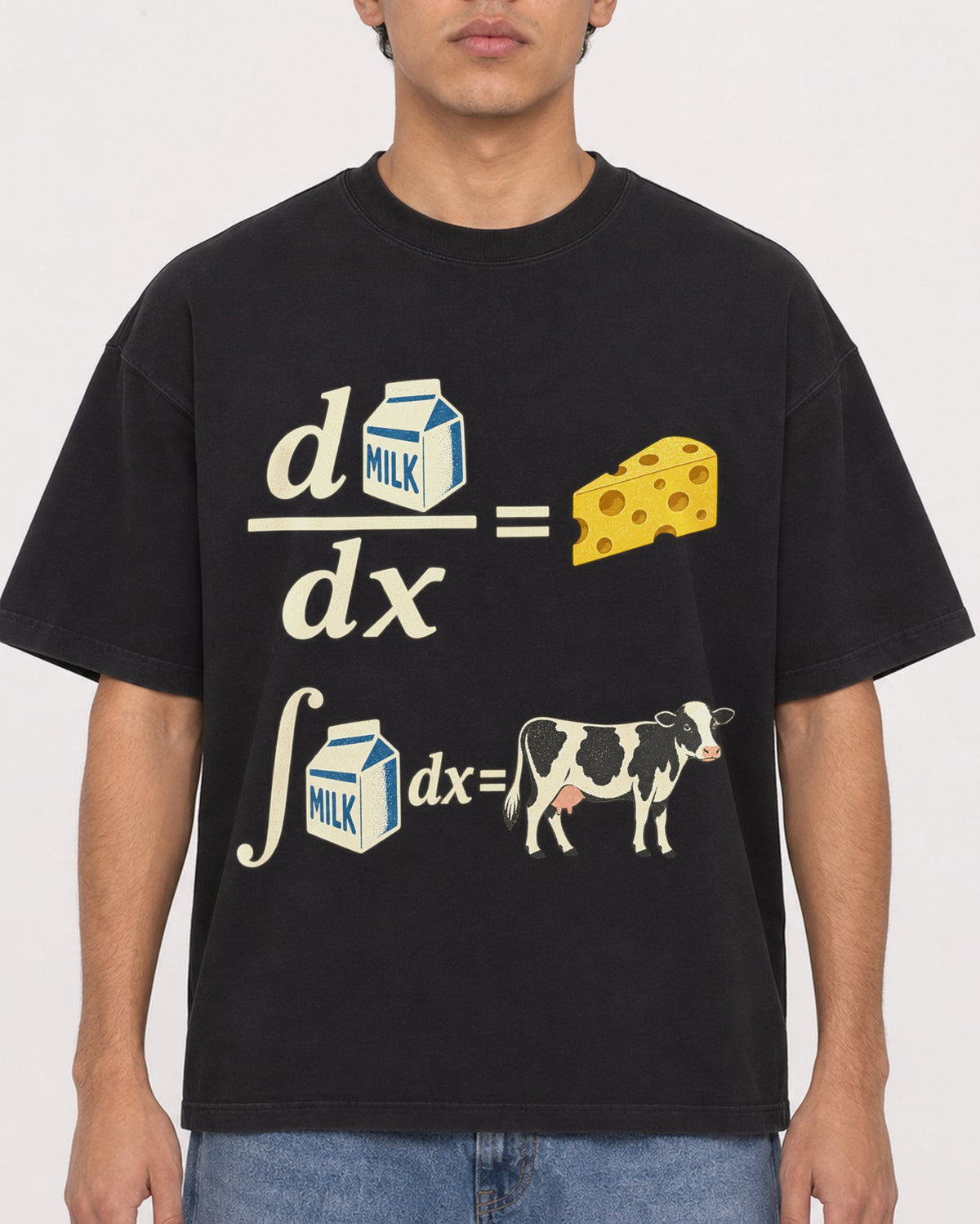 Mockup Boxy Heavyweight Tee Black male close-up 46