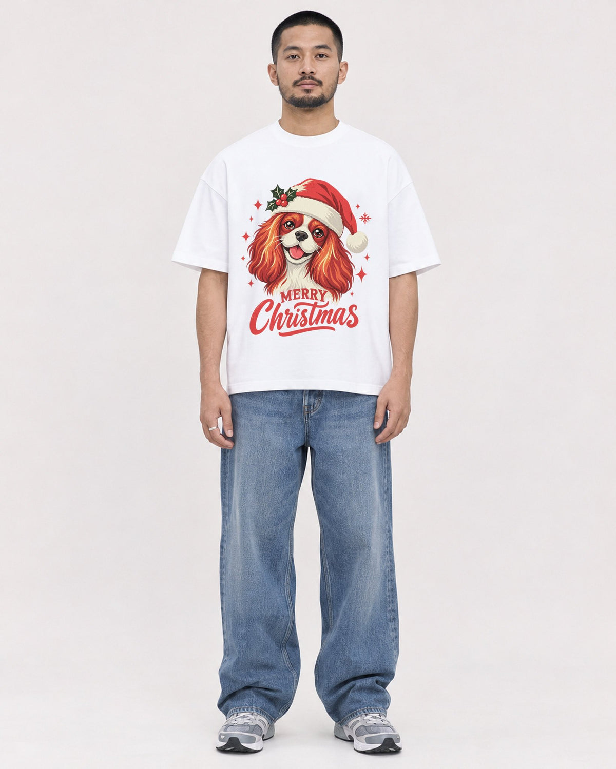Mockup Boxy Heavyweight Tee White male full-body 32