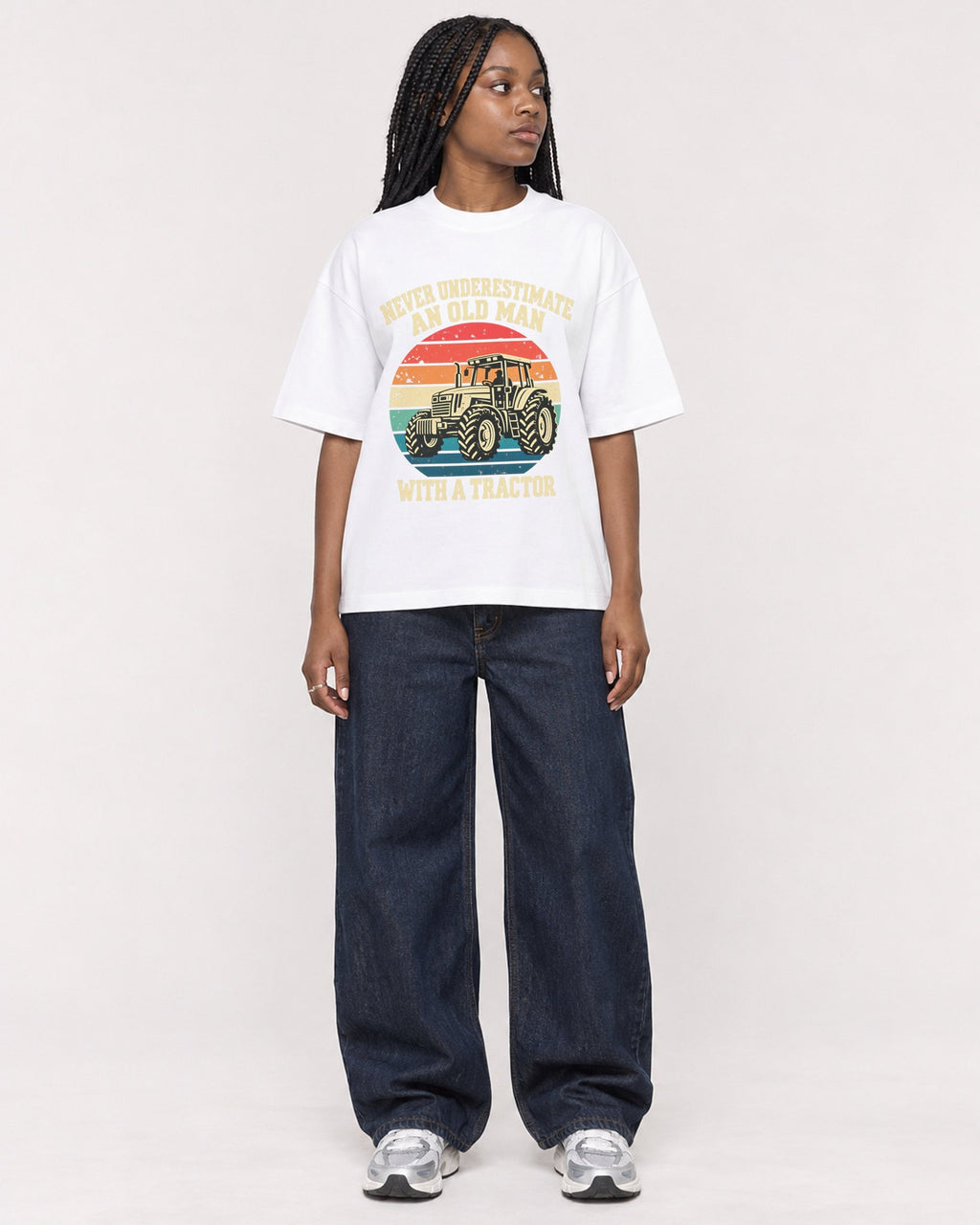 Mockup Boxy Heavyweight Tee White female full-body 04