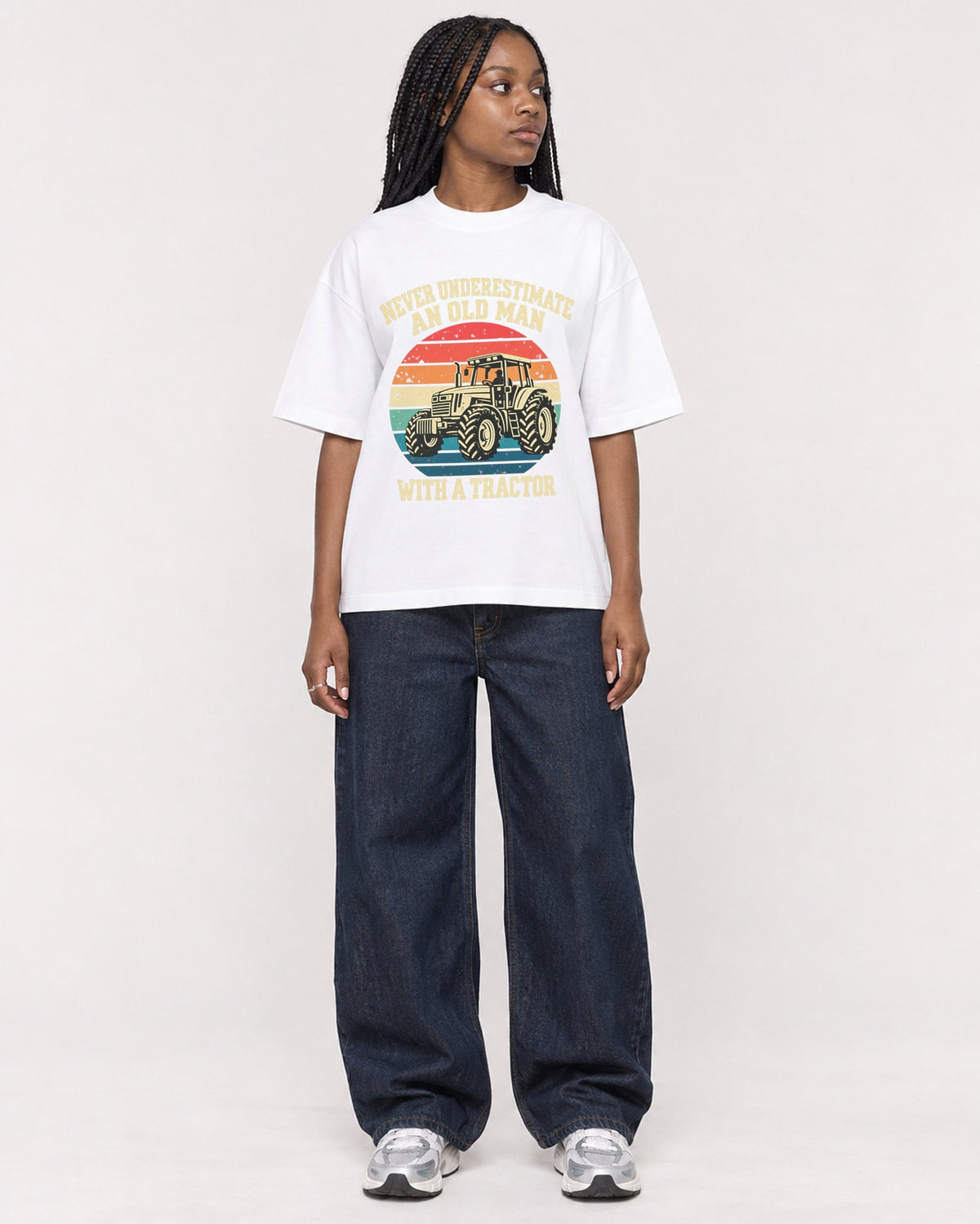 Mockup Boxy Heavyweight Tee White female full-body 04
