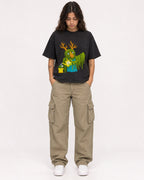 Mockup Boxy Heavyweight Tee Black female full-body 06
