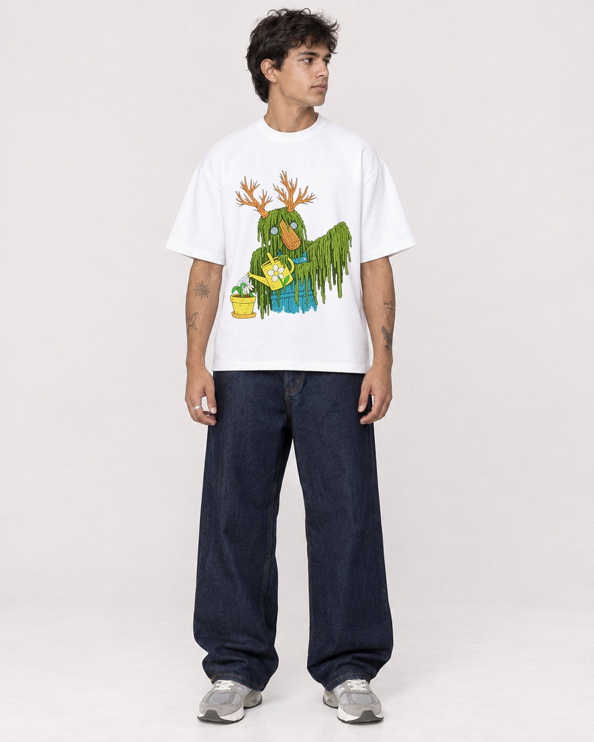 Mockup Boxy Heavyweight Tee White male full-body 06