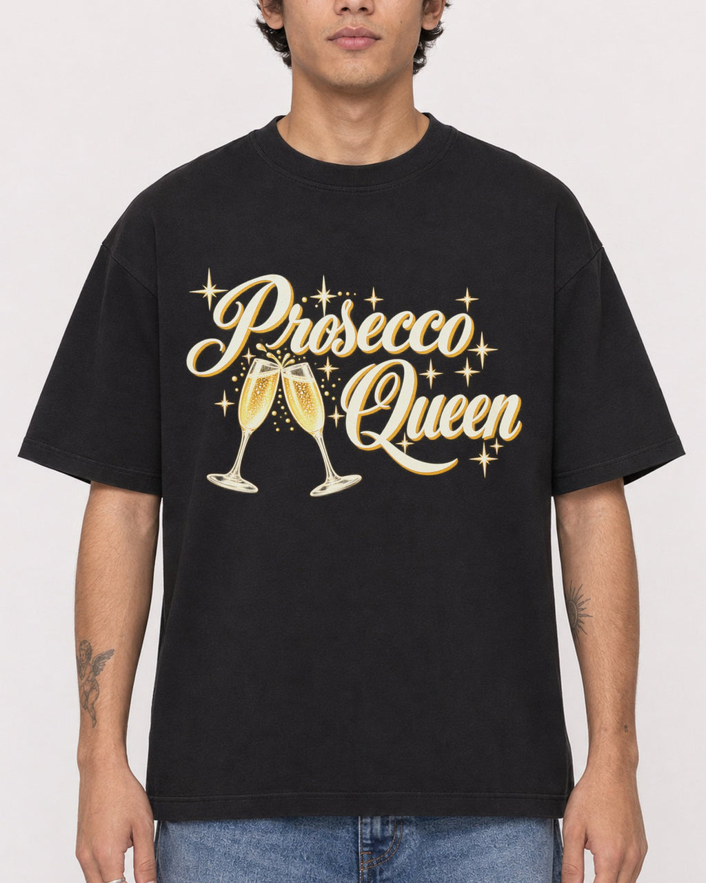 Mockup Boxy Heavyweight Tee Black male close-up 06