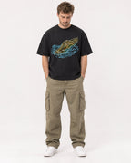 Mockup Boxy Heavyweight Tee Black male full-body 08