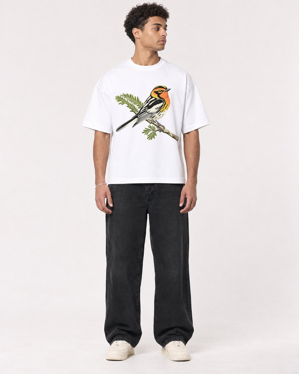 Mockup Boxy Heavyweight Tee White male full-body 10