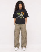 Mockup Boxy Heavyweight Tee Black female full-body 10