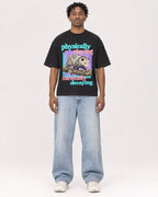 Mockup Boxy Heavyweight Tee Black male full-body 05