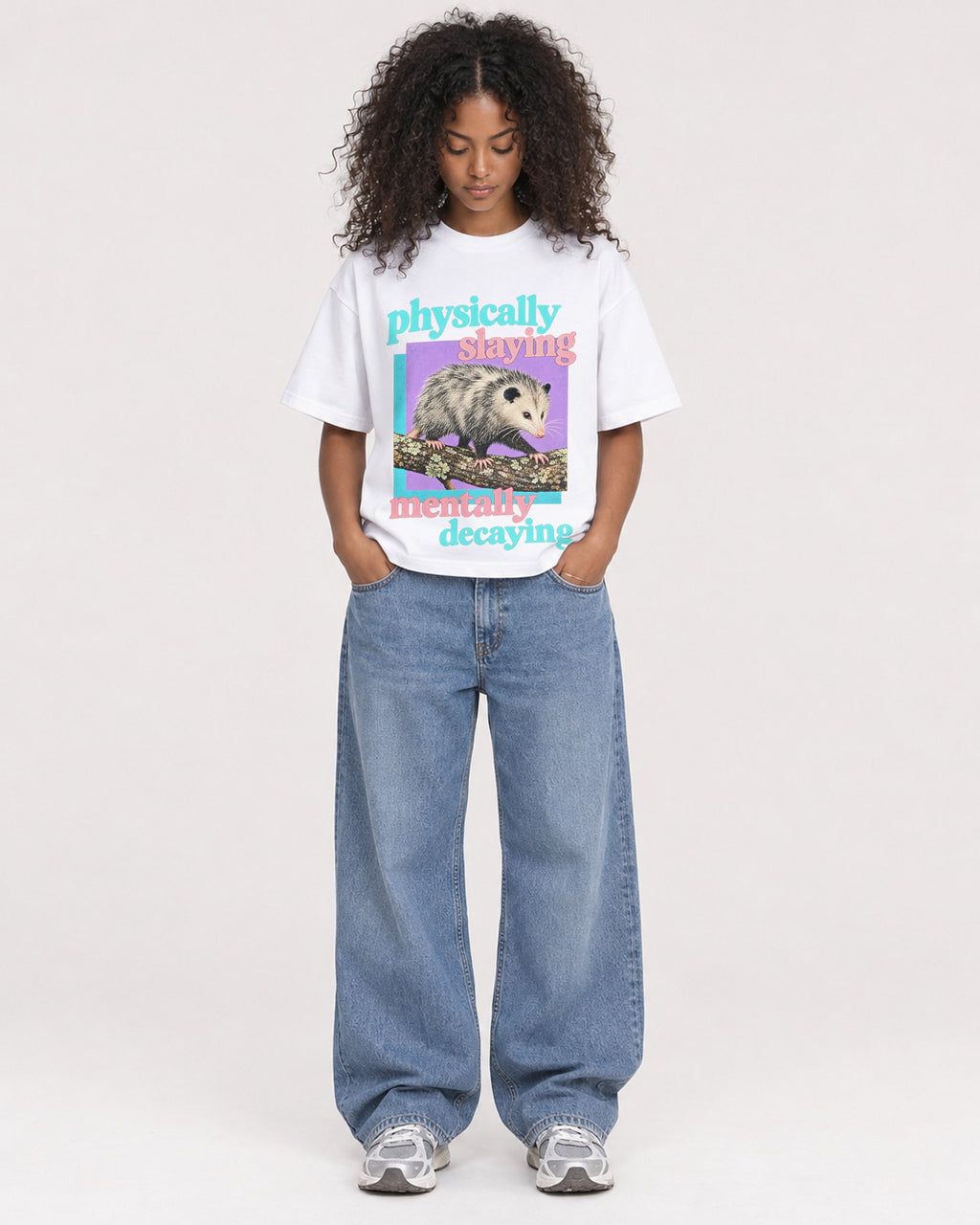 Mockup Boxy Heavyweight Tee White female full-body 05