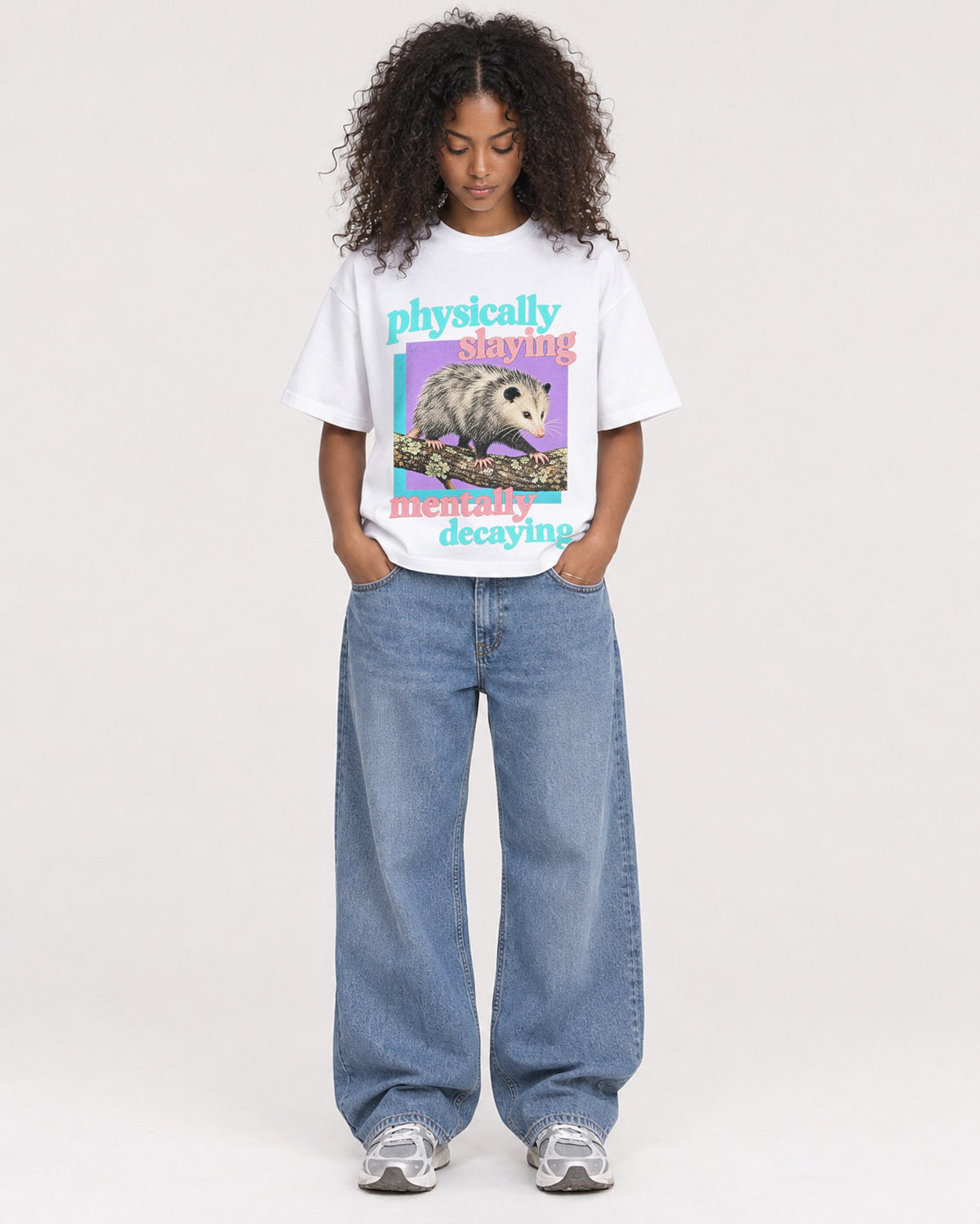 Mockup Boxy Heavyweight Tee White female full-body 05