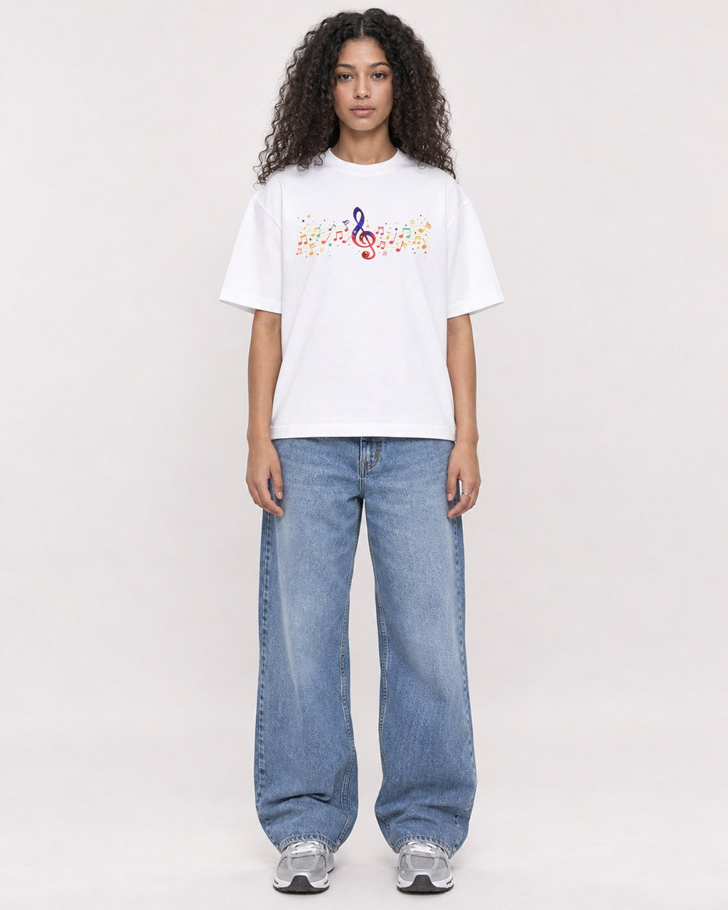 Mockup Boxy Heavyweight Tee White female full-body 10