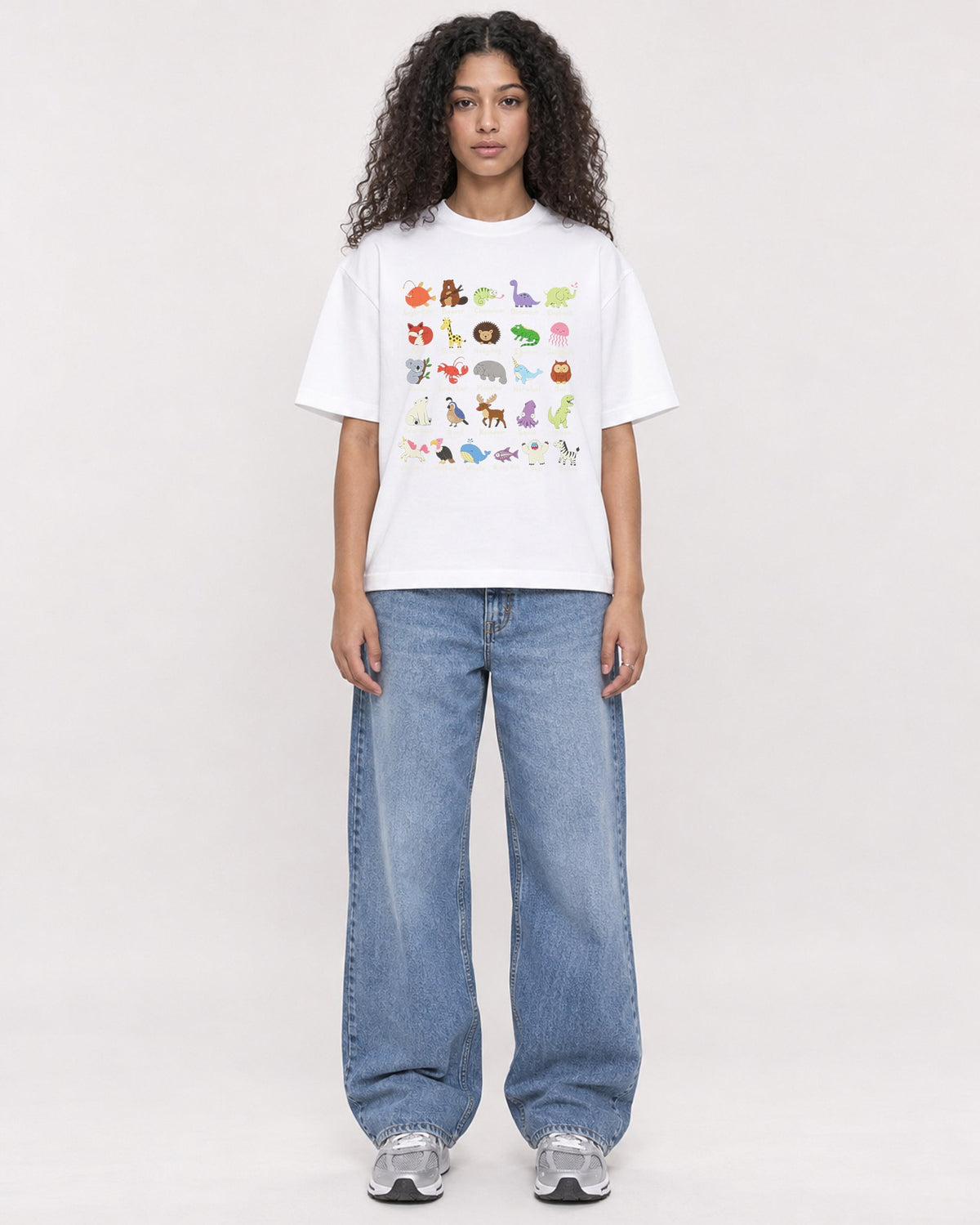 Mockup Boxy Heavyweight Tee White female full-body 10