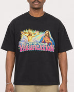 Mockup Boxy Heavyweight Tee Black male close-up 44