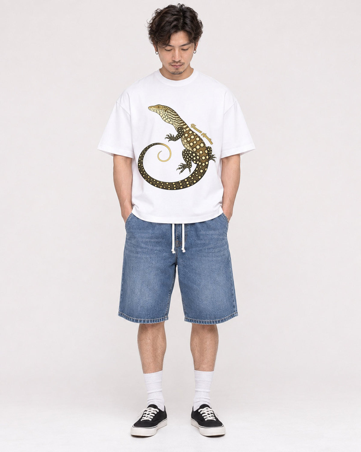 Mockup Boxy Heavyweight Tee White male full-body 03
