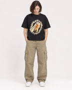 Mockup Boxy Heavyweight Tee Black female full-body 18