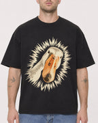 Mockup Boxy Heavyweight Tee Black male close-up 18