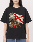Mockup Boxy Heavyweight Tee Black female close-up 01