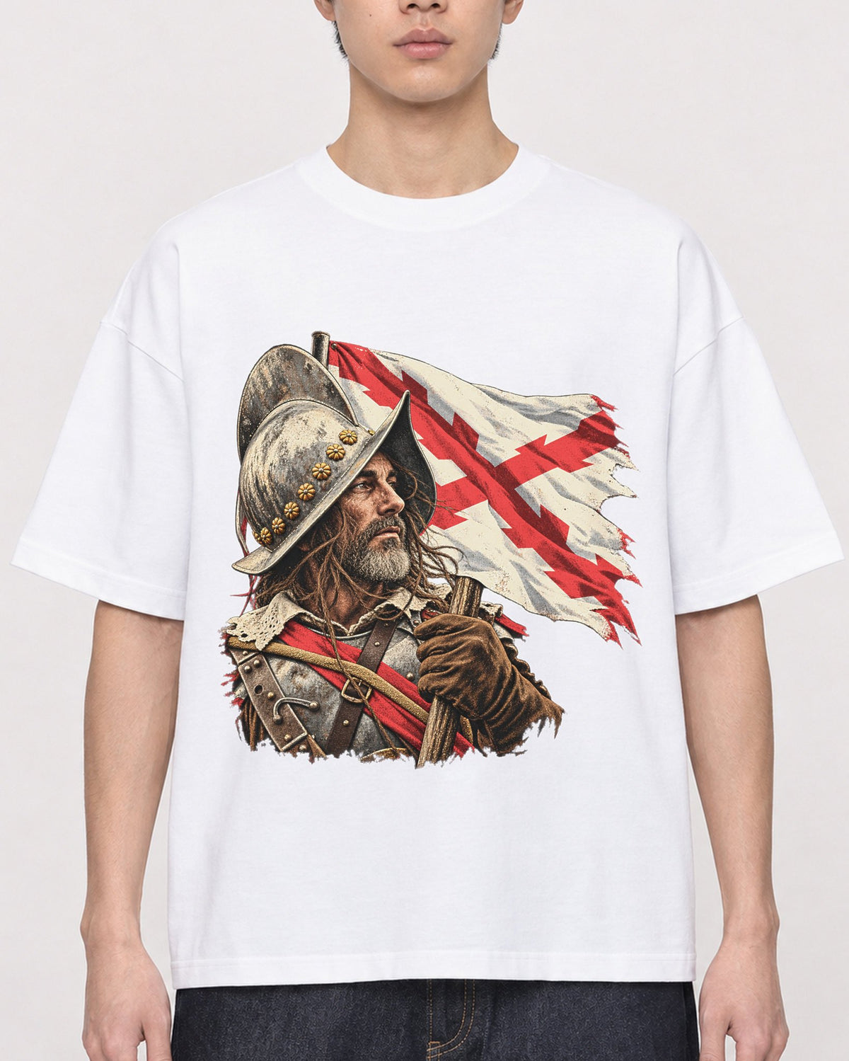 Mockup Boxy Heavyweight Tee White male close-up 01