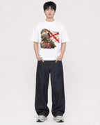 Mockup Boxy Heavyweight Tee White male full-body 01
