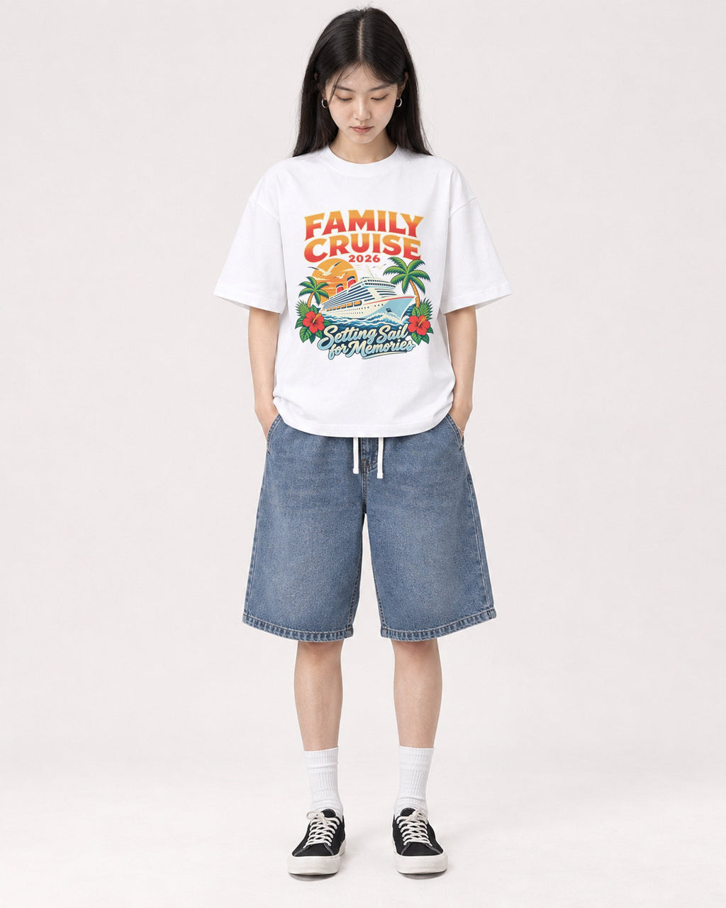 Mockup Boxy Heavyweight Tee White female full-body 01
