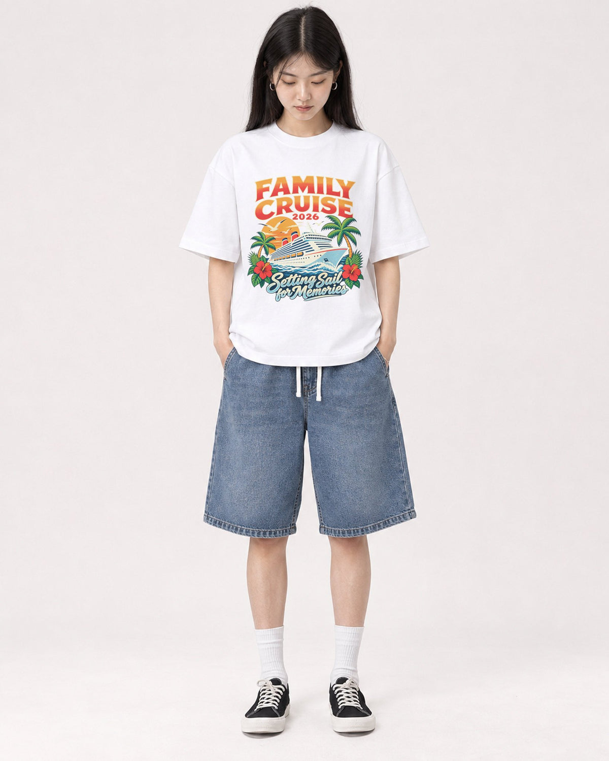Mockup Boxy Heavyweight Tee White female full-body 01