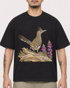 Mockup Boxy Heavyweight Tee Black male close-up 12