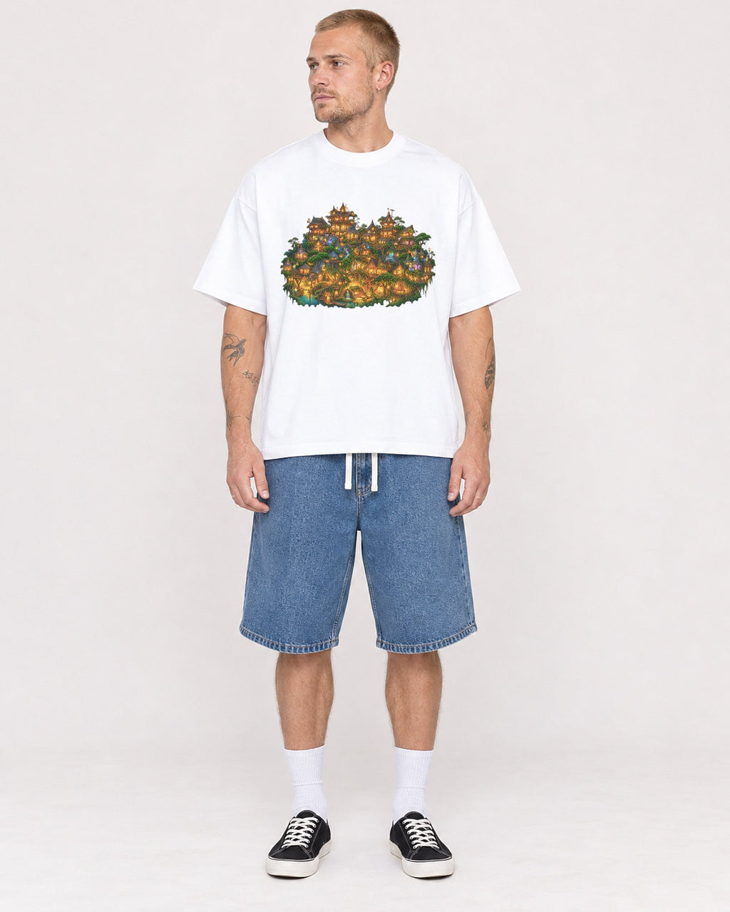 Mockup Boxy Heavyweight Tee White male full-body 18