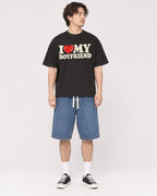 Mockup Boxy Heavyweight Tee Black male full-body 03