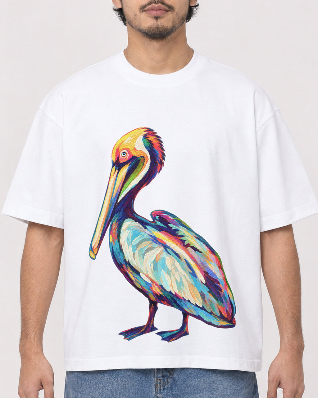 Mockup Boxy Heavyweight Tee White male close-up 02