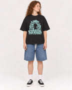 Mockup Boxy Heavyweight Tee Black female full-body 09