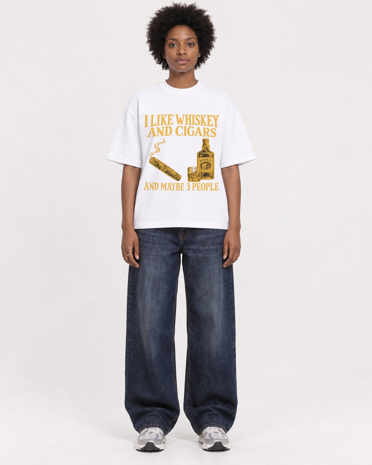Mockup Boxy Heavyweight Tee White female full-body 14