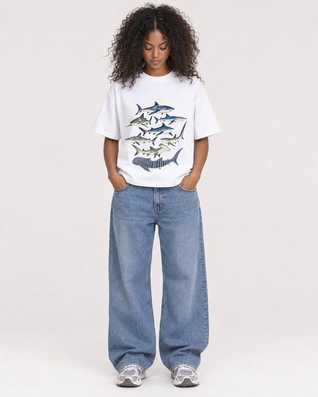 Mockup Boxy Heavyweight Tee White female full-body 05