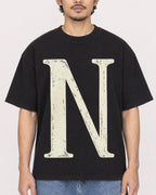 Mockup Boxy Heavyweight Tee Black male close-up 02