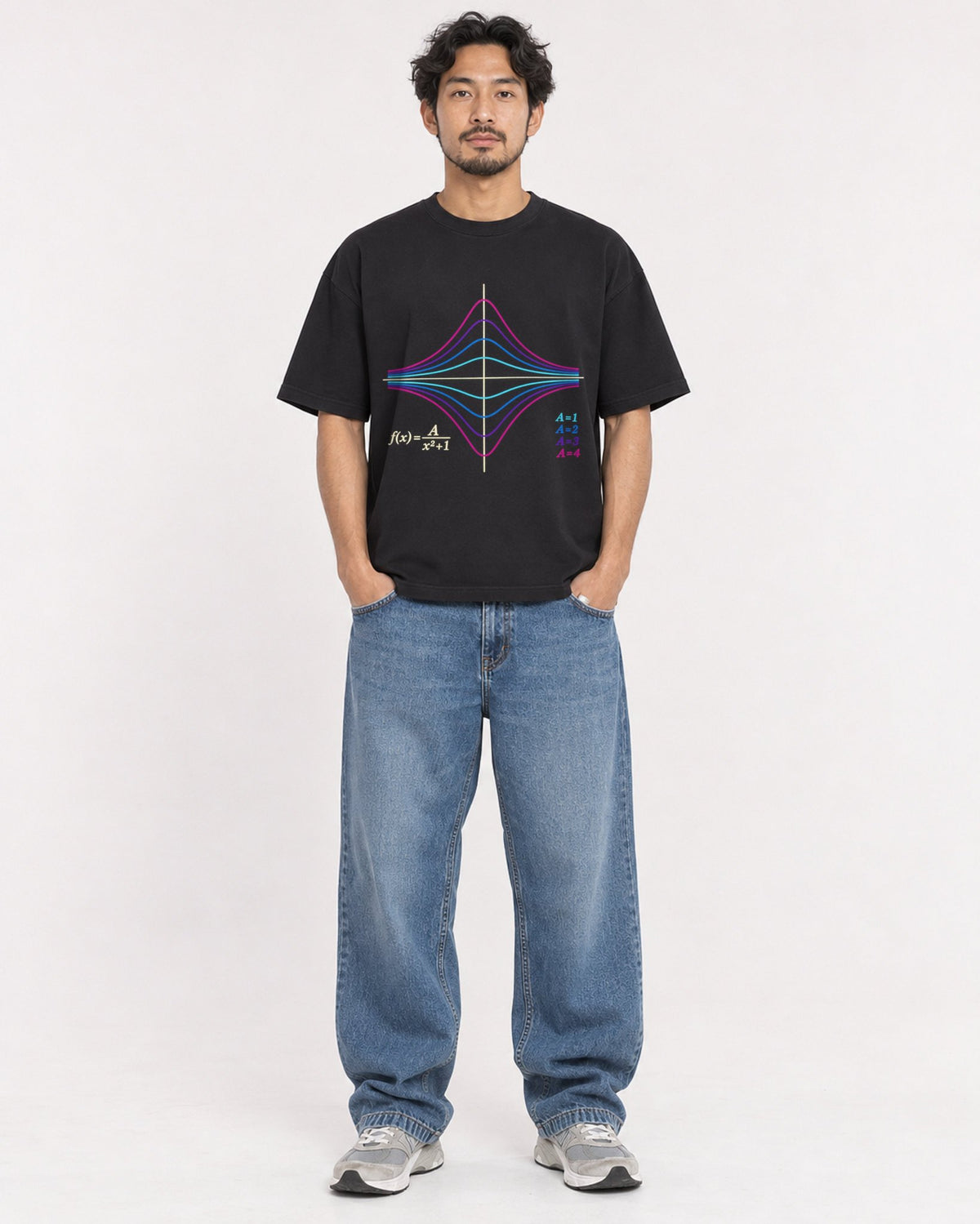Mockup Boxy Heavyweight Tee Black male full-body 02