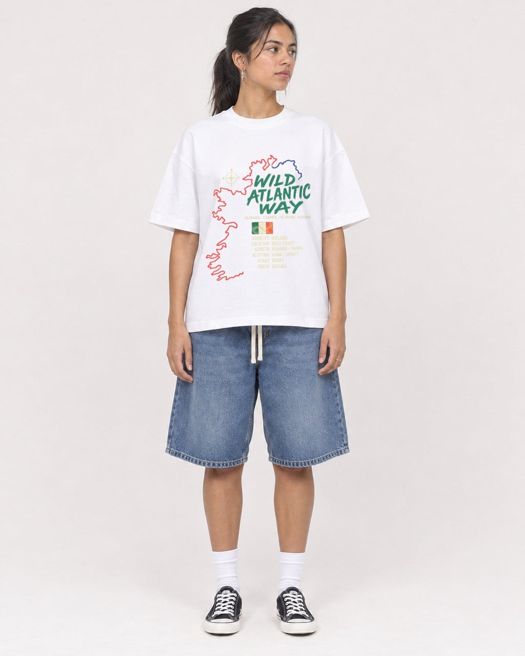 Mockup Boxy Heavyweight Tee White female full-body 16
