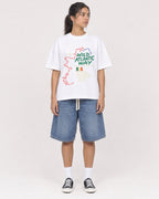 Mockup Boxy Heavyweight Tee White female full-body 16