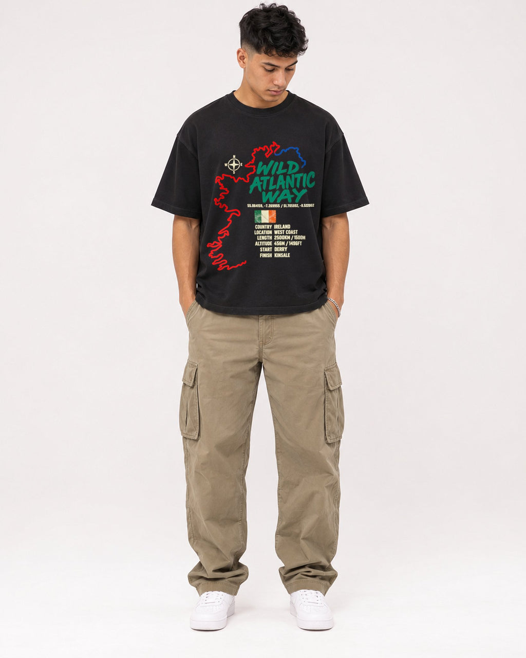 Mockup Boxy Heavyweight Tee Black male full-body 16