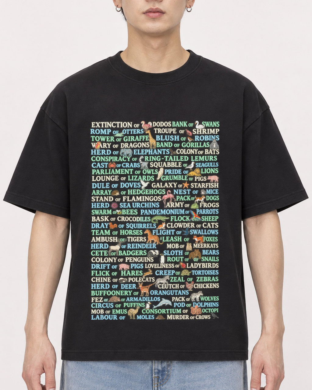 Mockup Boxy Heavyweight Tee Black male close-up 01
