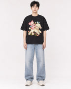 Mockup Boxy Heavyweight Tee Black male full-body 01