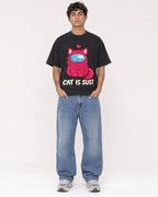 Mockup Boxy Heavyweight Tee Black male full-body 06