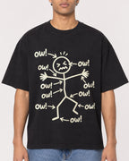 Mockup Boxy Heavyweight Tee Black male close-up 10