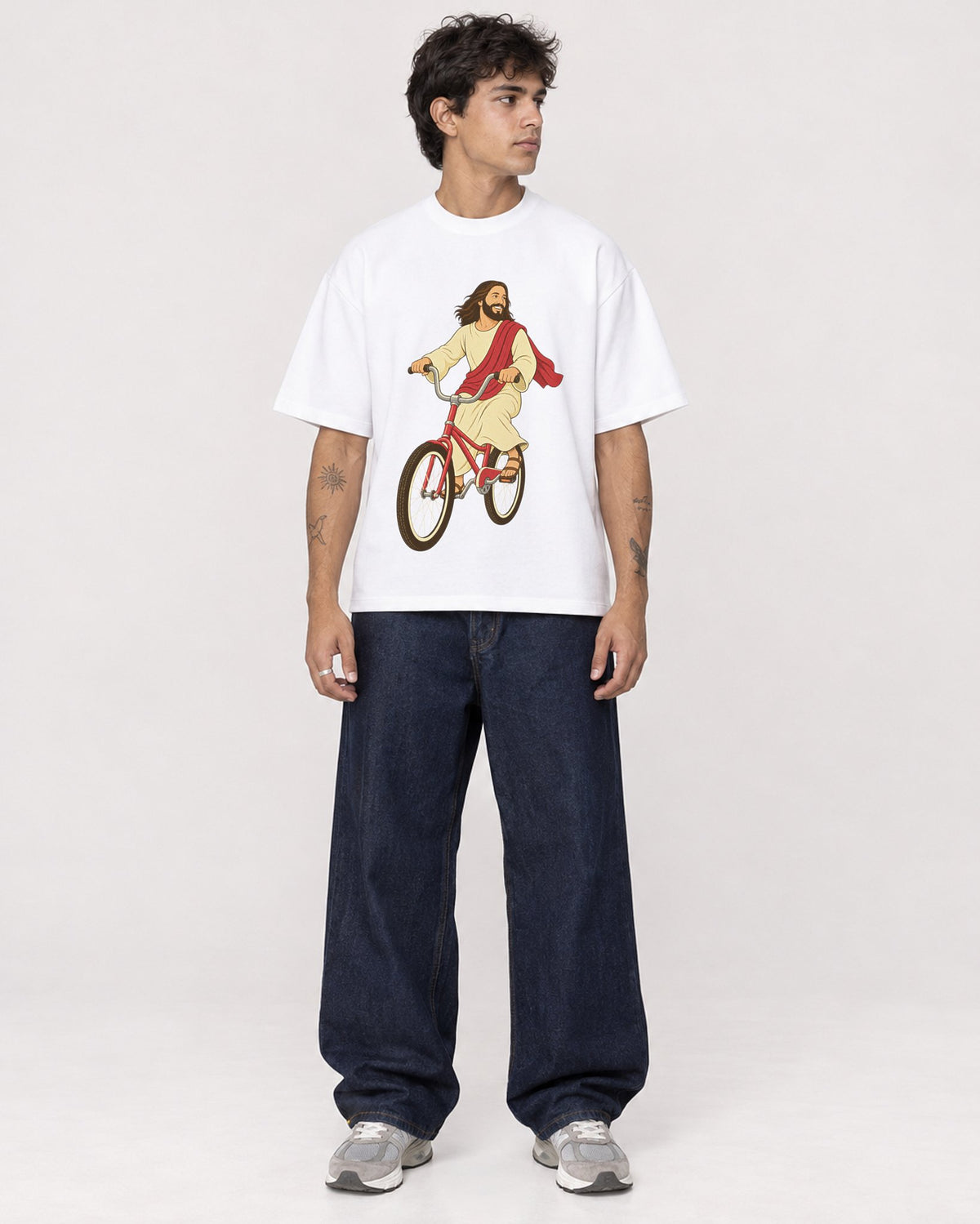 Mockup Boxy Heavyweight Tee White male full-body 06
