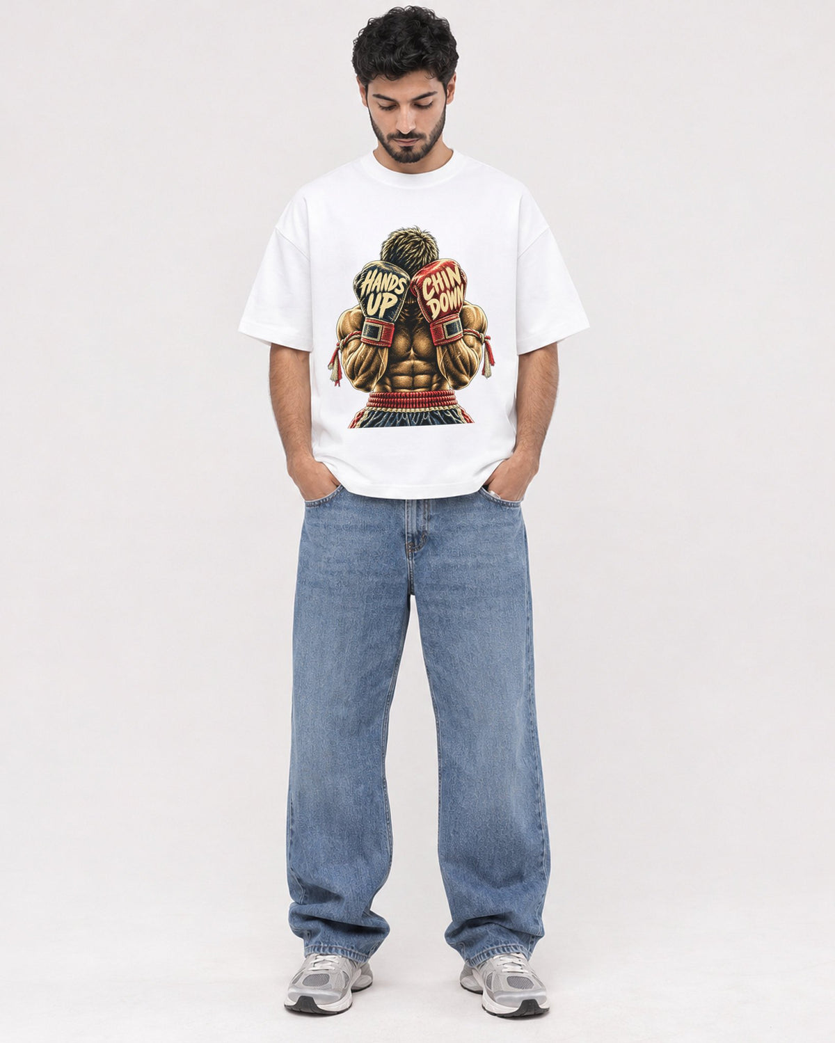Mockup Boxy Heavyweight Tee White male full-body 07