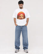 Mockup Boxy Heavyweight Tee White male full-body 07