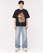 Mockup Boxy Heavyweight Tee Black male full-body 01
