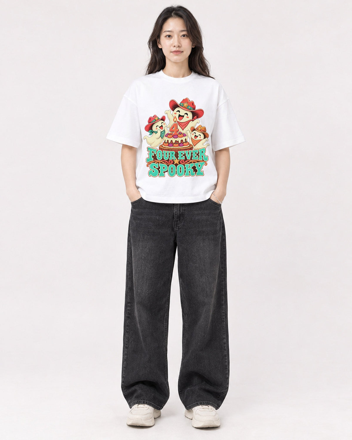 Mockup Boxy Heavyweight Tee White female full-body 03